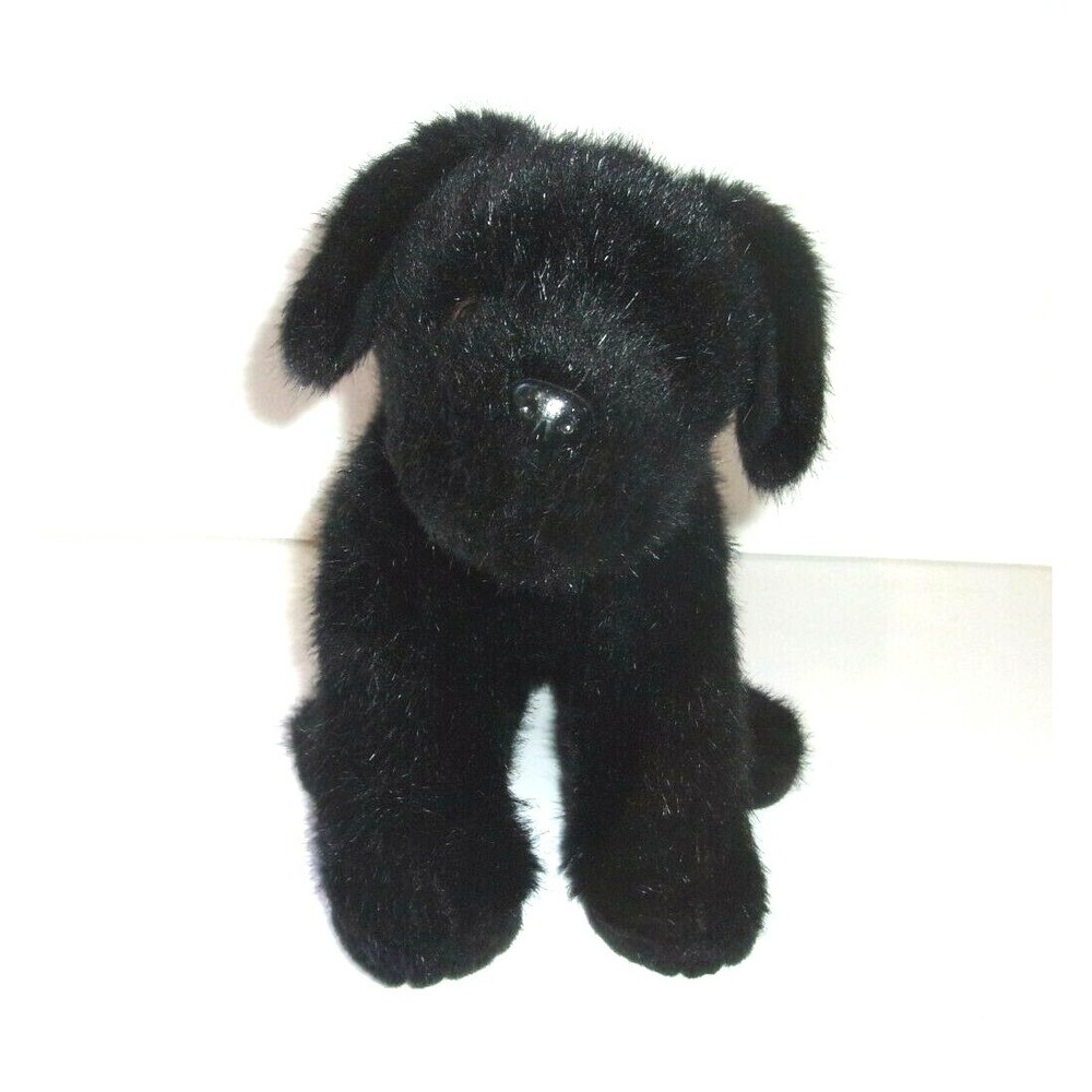 The Bearington Collection Solid Jet Black Puppy Dog Plush Bean Bag 12"